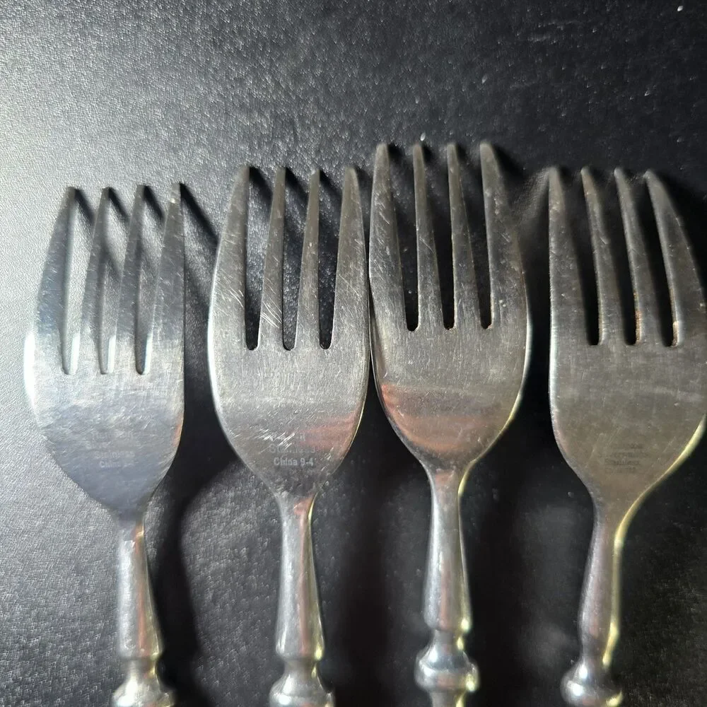 Hampton Silversmiths BISTRO-GREEN 4 Salad Forks Stainless Flatware